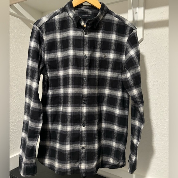 ALLSAINTS Windham Slim Fit Plaid Long Sleeve Shirt Sz S - Picture 2 of 9